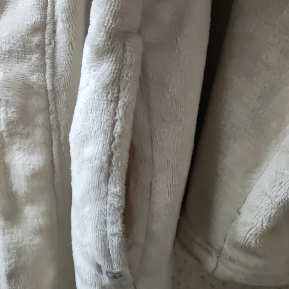 UGG Women’s Fleece Knit Robe Marlow Medium Belted Moonbeam Beige Kimono Plush - Picture 7 of 15